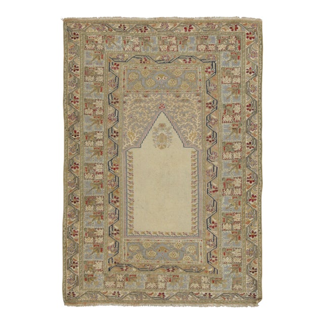 Vintage Turkish Anatolian Prayer Rug With Ivory Mihrab Design - Rug & Kilim For Sale