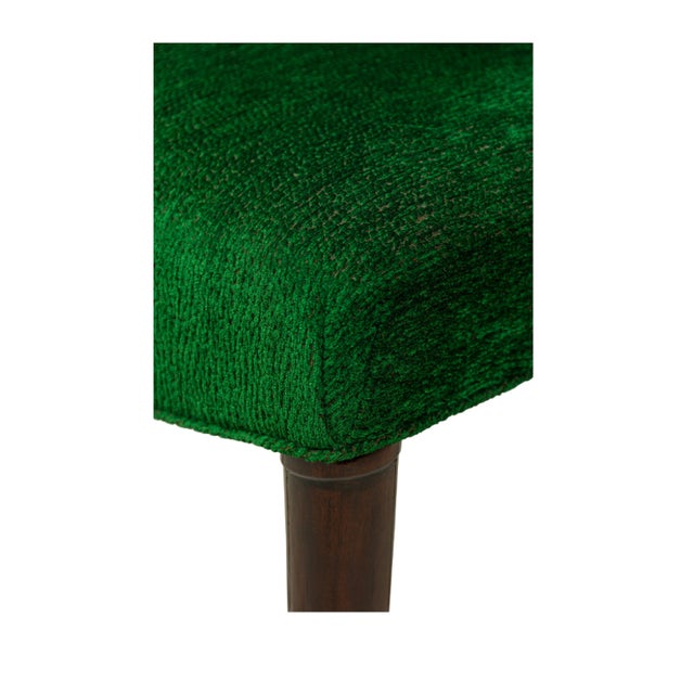 Set of Eight Jules Leleu Dining Chairs, Newly Restored in Emerald Bouclé For Sale - Image 9 of 12