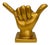 Pop Art Shaka Hand Symbol Gold Tabletop Figurine For Sale