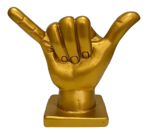 Pop Art Shaka Hand Symbol Gold Tabletop Figurine
