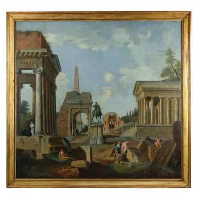 Francis Harding, Roman Ruins, Original Oil on Canvas, 17th Century For Sale