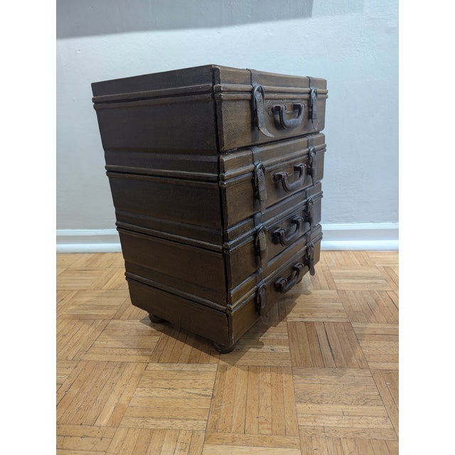 1950s Pair of Lexington Leather Stacked Suitcases Cabinets, Attributed For Sale - Image 9 of 11