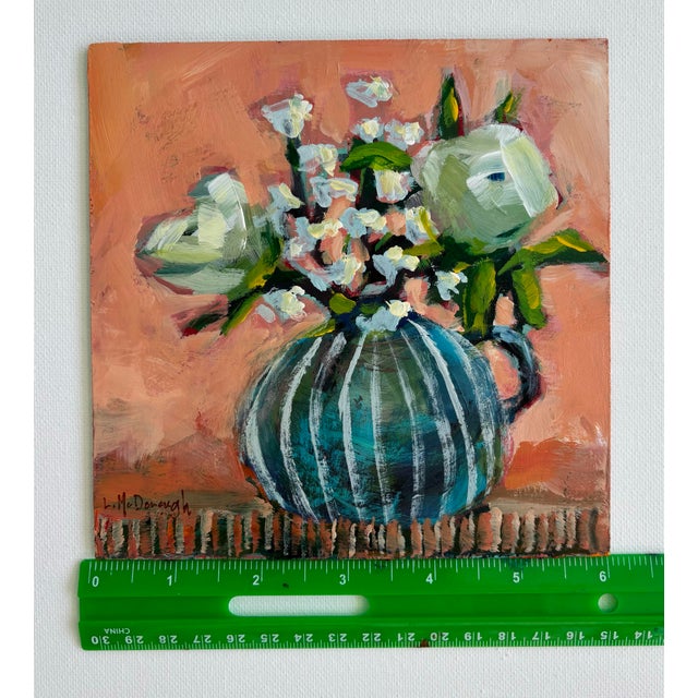 Expressionism “Peachlight Bouquet” Original Acrylic Expressive Floral Still Life by Linda McDonough For Sale - Image 3 of 8