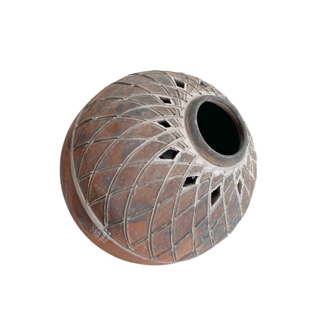 Abstract VTG Steve Ernt Raku Studio Art Pottery Signed Metallic Glaze 7" For Sale - Image 3 of 10