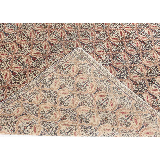 19th Century Persian Kirman Botanic Red, Green and Black Handwoven Wool Rug For Sale - Image 4 of 7