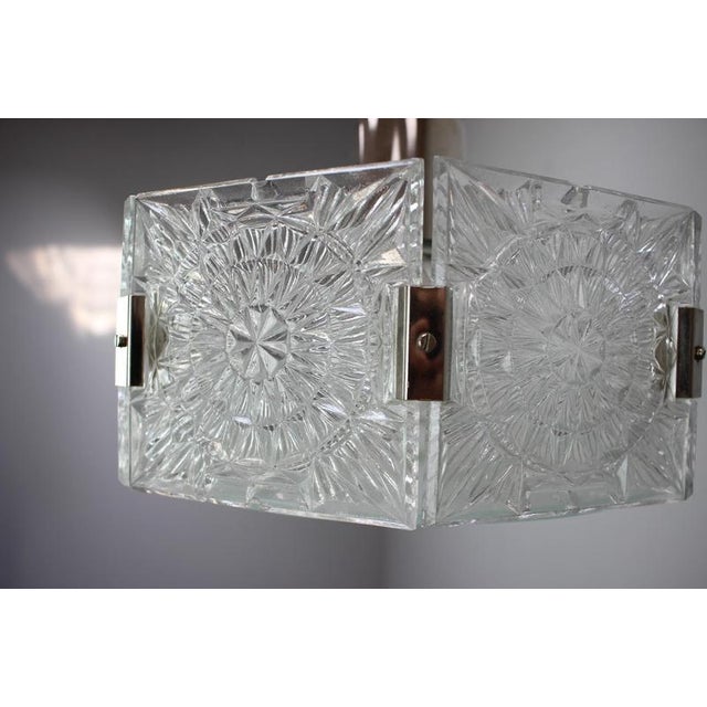 1970s Czechoslovak Cut Glass and Chrome Pendant Light from Kamenický Šenov, 1970s For Sale - Image 5 of 13