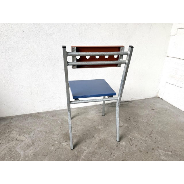 Blue Chair in Galvanized Steel and Lacquered Sheet Metal from Ateliers J&J, 2020 For Sale - Image 8 of 13