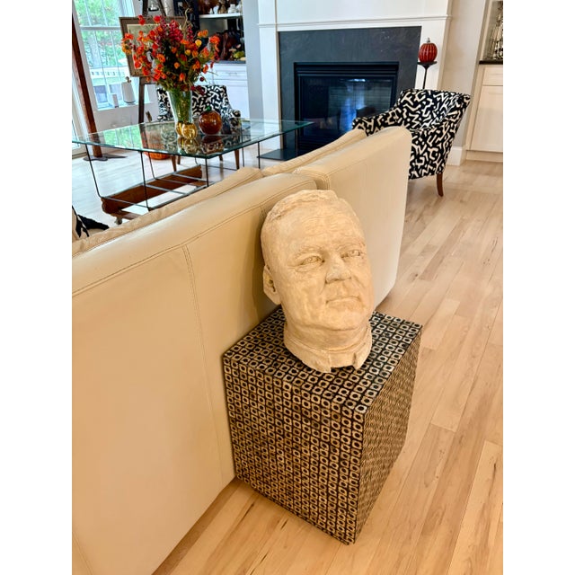 1960s Large Plaster Bust of a Man in Contemplation For Sale - Image 4 of 12