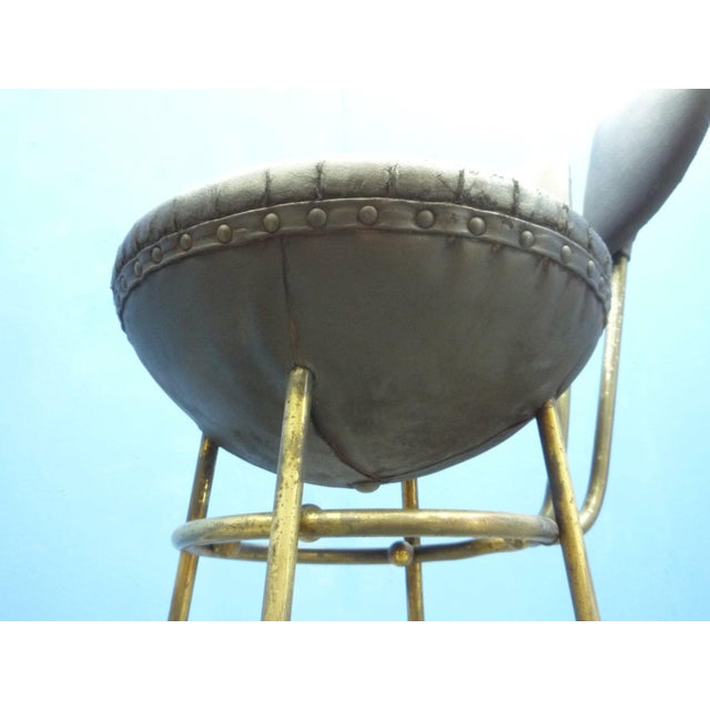 Mid-Century Leather and Steel Bar Stools, 1950s, Set of 4 For Sale - Image 11 of 16