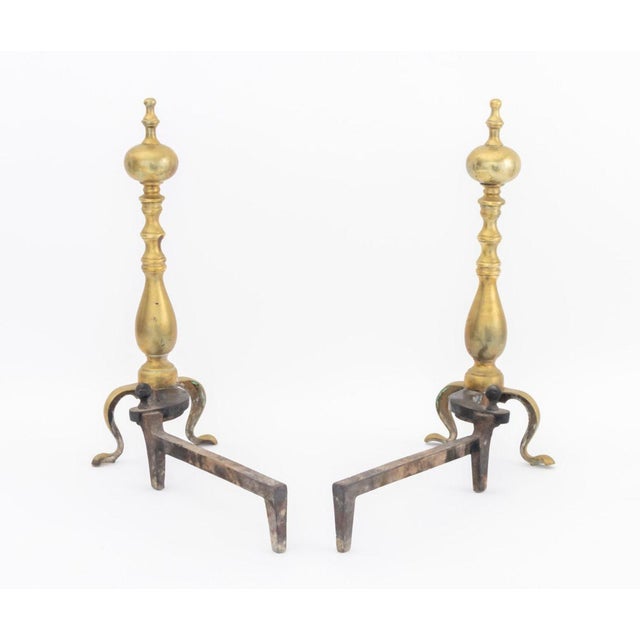 American Federal Style Brass Andirons, Pair For Sale In New York - Image 6 of 6