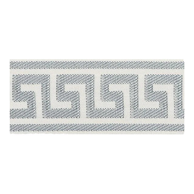 Sample - Schumacher Etienne Silk Greek Key Trim Wide in Cloud For Sale