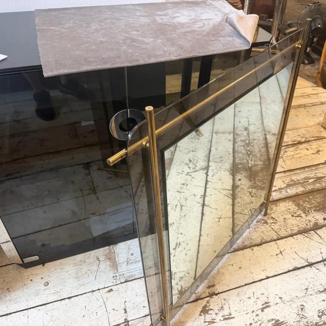 1970 Mid-Century Modern Smoked Glass and Brass Square Wall Mirror by Renato Zevi For Sale - Image 18 of 18