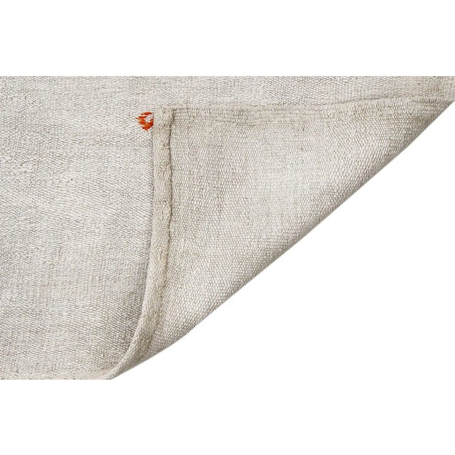 Mid 20th Century Mid 20th Century Vintage White Hemp Kilim Rug For Sale - Image 5 of 7