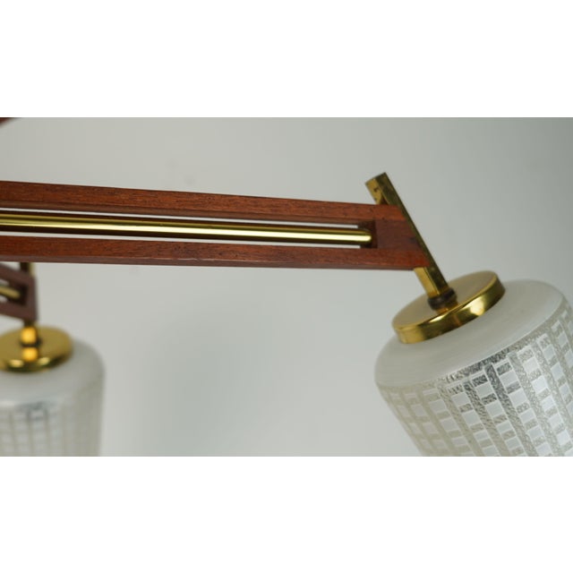 Wood Mid-Century Sputnik 8-Light Chandelier in Teak, Brass, and Glass, 1960s For Sale - Image 7 of 15