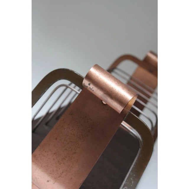 Brown Vintage Aluminum "Scroll" LP/Vinyl/45 Record Rack For Sale - Image 8 of 12