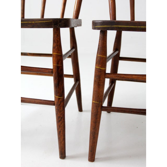Vintage Windsor Bow Back Dining Chairs by Square Brand Pair For Sale - Image 11 of 18