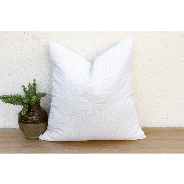 Ivory Peony Appliqué Pillow Cover For Sale - Image 9 of 9