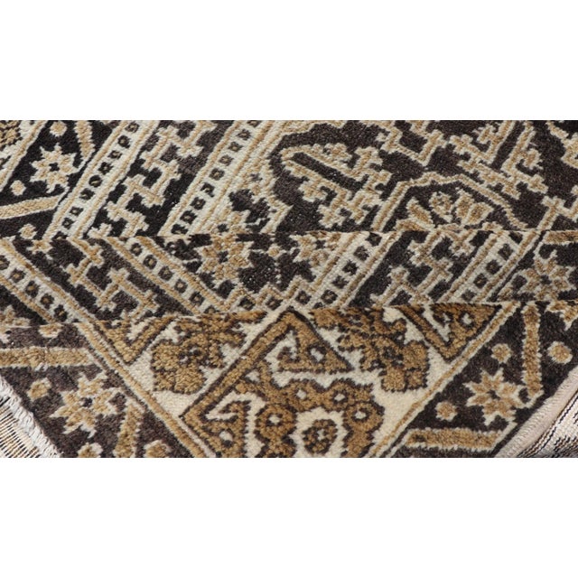 All-Over With Medallion Design Turkish Carpet in Shades of Brown and Cream 4'2"x6'3" For Sale - Image 9 of 10