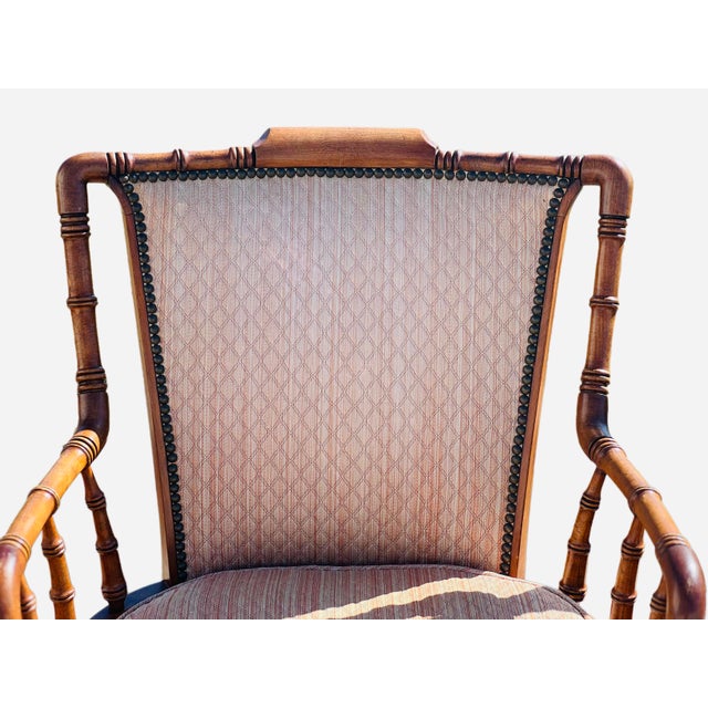 1960s Kittinger Style Faux Bamboo Chairs and Petite Game Table For Sale - Image 5 of 18