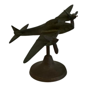 Vintage Cast Metal Airplane Model on Stand – Mid-Century Aviation Collectible