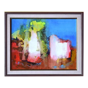 Vintage Mid Century Modern Abstract Painting by Flaherty