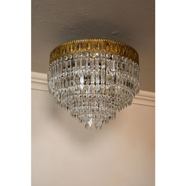 Empire Style Ceiling Light with 4 Bronze Lights and Hanging Drops, 1950s For Sale - Image 13 of 13