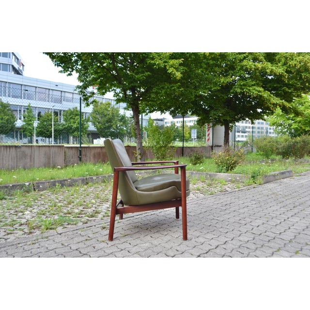 Olive Leather Lounge Chair by Ib Kofod Larsen for Fröscher Sitform, 1976 For Sale - Image 12 of 18
