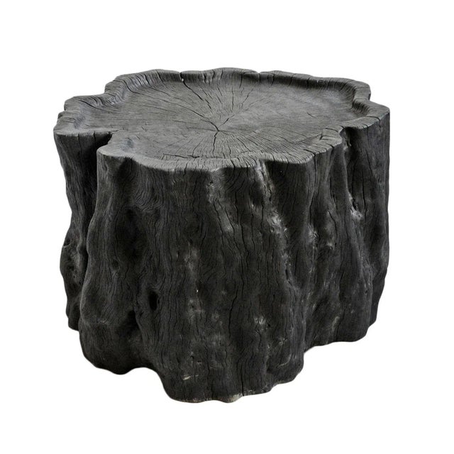 Organic Modern Burnt Ebony Vintage Lychee Stump Table For Sale In Los Angeles - Image 6 of 8