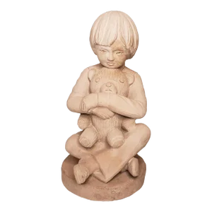 Vintage 1982 Austin Productions Sculpture Signed Hannon Child With Teddy Bear