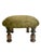Vintage Moss Green Upholstered Footstool With Turned Legs For Sale - Image 13 of 15