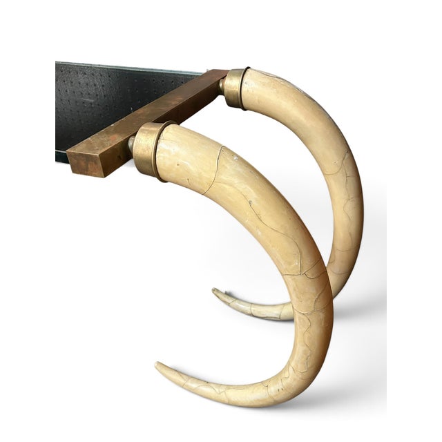 Safari 1980's Faux Elephant Tusk Console Table and Mirror For Sale - Image 3 of 10