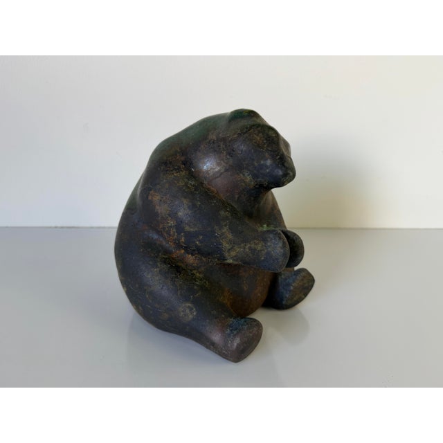 Mid-Century Modern Vintage Tony Evans Studio Art Pottery Raku Bear Sculpture For Sale - Image 3 of 12