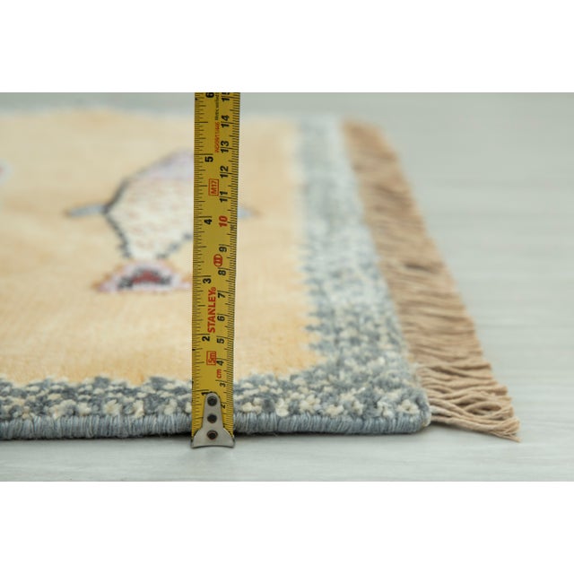 Koi Fish Yellow Hand Knotted Runner Rug 2.6x12Ft. For Sale - Image 9 of 15