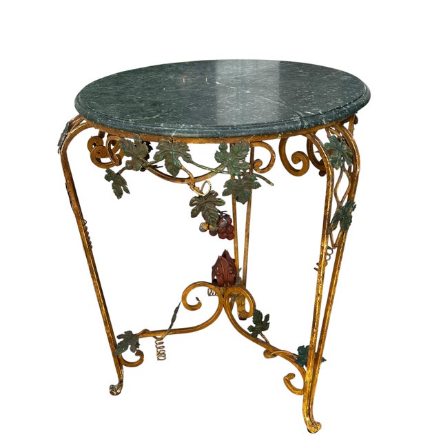 Italian Charles Pollock for William Switzer Iron & Marble Italian Side Table For Sale - Image 3 of 7