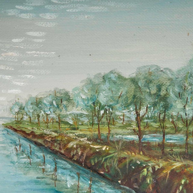 Velio Sanvito, Water and Nature, 1973, Oil on Canvas For Sale - Image 3 of 7