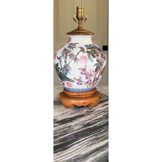 Vintage Chinoiserie Lamp in Botanical & Bird Motifs Attributed to Frederick Cooper For Sale - Image 15 of 18