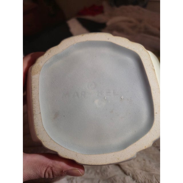Large (~13" tall, ~11" wide) blue-gray and white stepped Mar-Kel vase. Near mint condition with no chips or cracks and a...