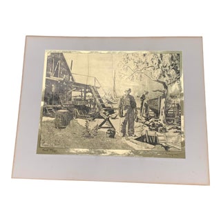 1960s Figurative Harbor Scene Etching by Lionel Barrymore For Sale