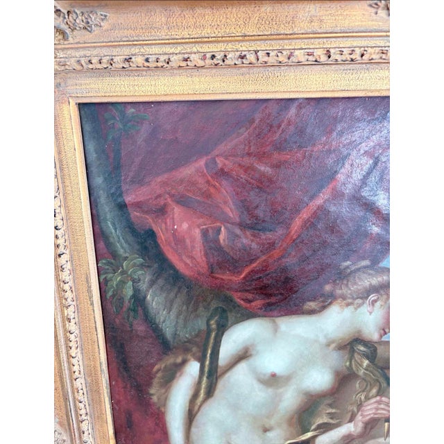 Textile Late 18th Century Oil Painting After François Lemoyne, Hercules and Omphale, Gilt Frame After François Lemoyne’s For Sale - Image 7 of 10