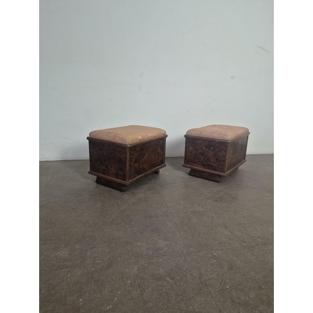 Wood Art Deco Ottomans, 1930s, Set of 2 For Sale - Image 7 of 12