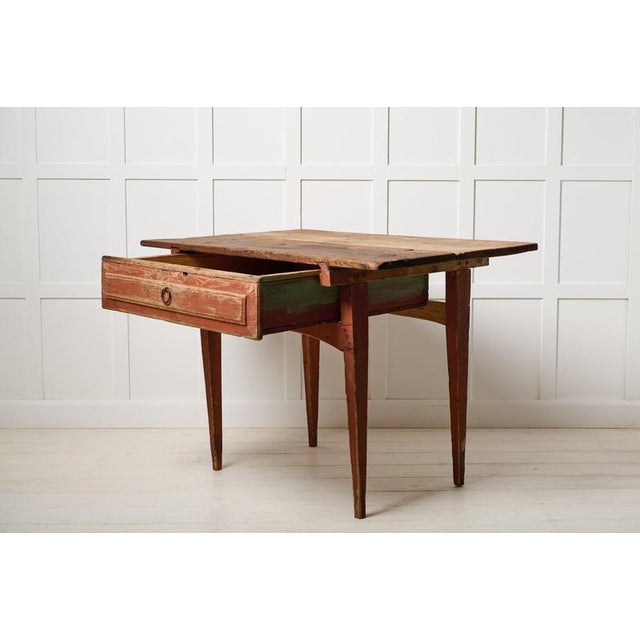 Antique Swedish Folk Art Side Table with Drawer, Late 1700s For Sale - Image 6 of 9