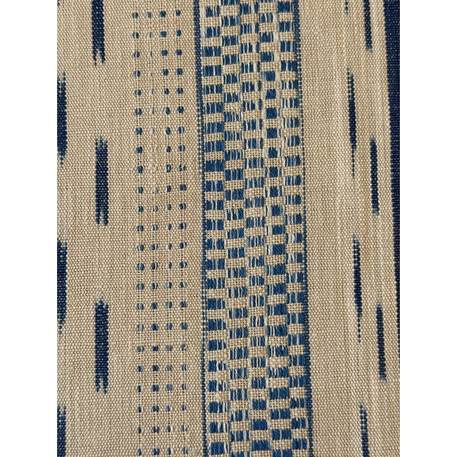 Schumacher Mirza Ikat Stripe Blue on Natural Fabric 2 2/8 Yards A true warp print made of hand-dyed cotton and linen...