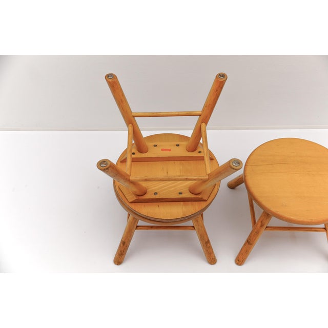 Mid-Century Modern Oak Stools, 1960s, Set of 4 For Sale - Image 11 of 13