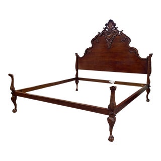 Ralph Lauren French Louis XV Carved Mahogany King Size Hudson Bedframe For Sale
