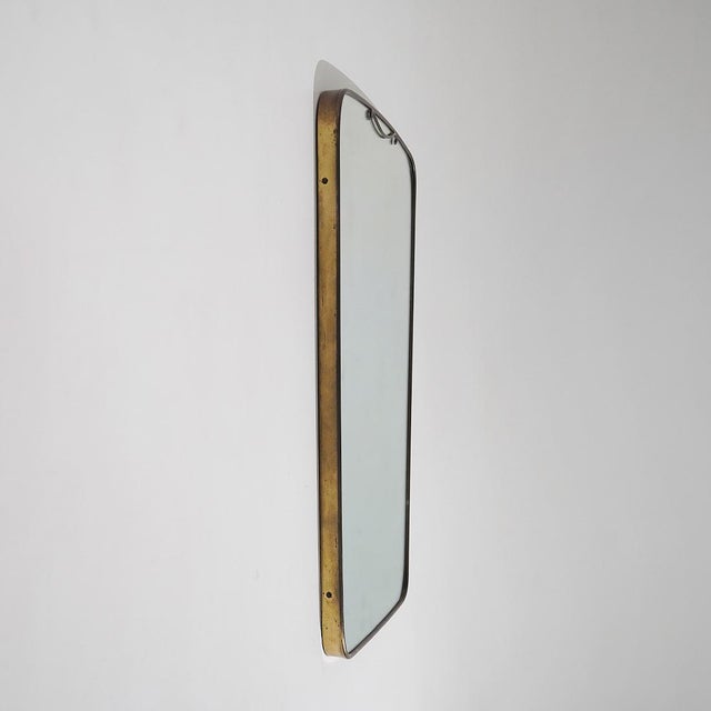 Wall Mirror with Brass Frame, 1950s For Sale - Image 4 of 13