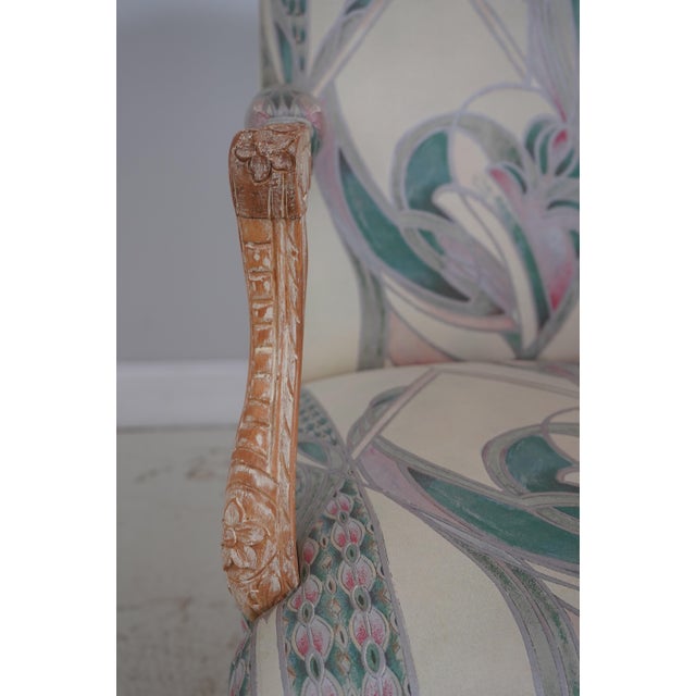 Pair Vintage French Louis XV Carved Open Arm Library Chairs For Sale - Image 13 of 18