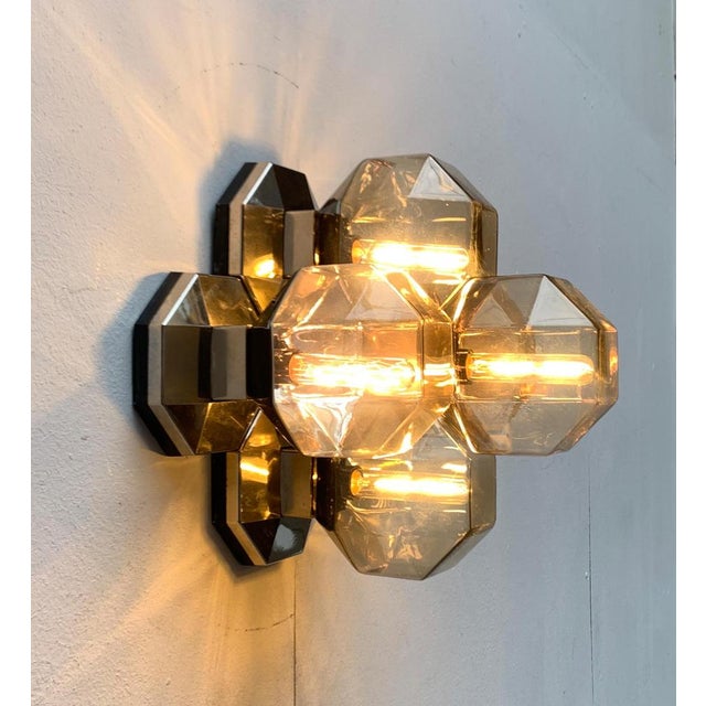 Vintage German Space Age Chrome & Glass Wall or Ceiling Lamp by Motoko Ishii for Staff, 1970s For Sale - Image 15 of 18