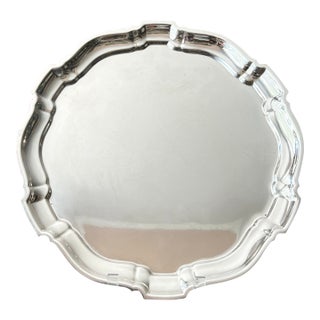 Poole Sterling Silver Tray in the "Chippendale" Pattern 13 5/8 and 35.73 Ozt. // Midcentury .925 Silver Platter // Hollowware For Sale