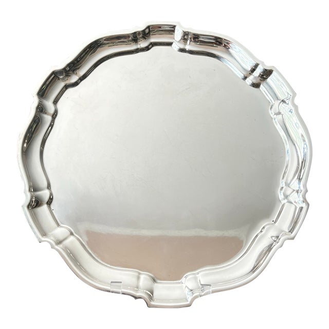 Poole Sterling Silver Tray in the "Chippendale" Pattern 13 5/8 and 35.73 Ozt. // Midcentury .925 Silver Platter // Hollowware For Sale