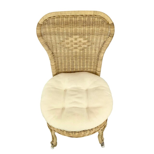 Henry Link Vintage Woven Wicker & Rattan Side Chair With Cushion For Sale - Image 4 of 18